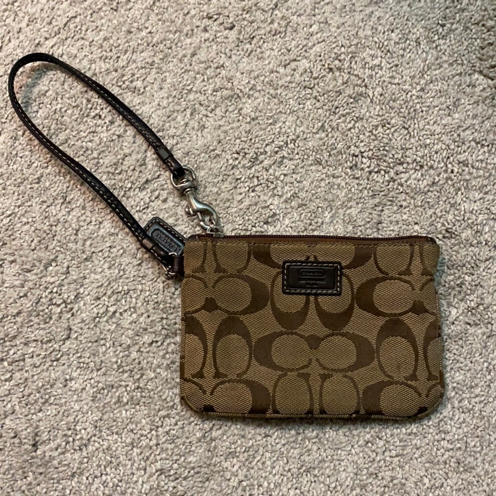 Coach brown wristlet
